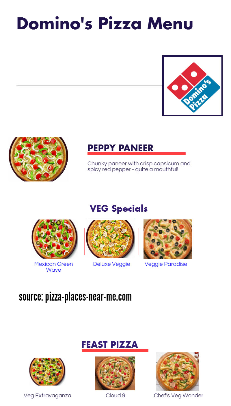 Domino's pizza меню